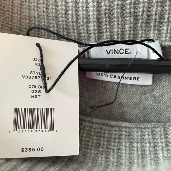 NWT Vince Grey Short Sleeve Cowl Neck Cashmere Boxy Sweater, XS (runs huge) S, M - Picture 7 of 8